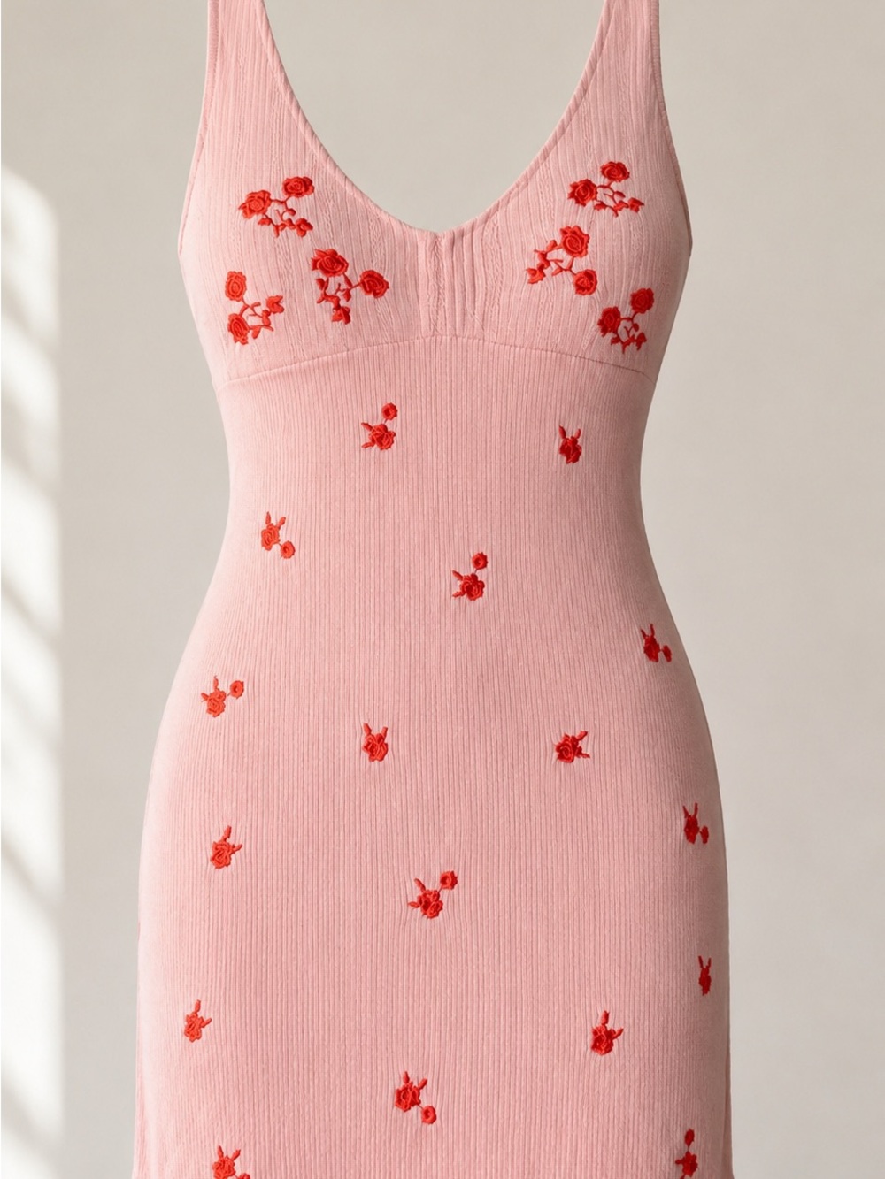 Free People Pink Mini Dress with Orange Floral Embroidery